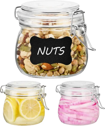 Vista 10 de Vtopmart Paquete de 2 tarros de almacenamiento de vidrio de 1.1 galones con tapas de abrazadera herméticas, recipientes cuadrados de 140 onzas