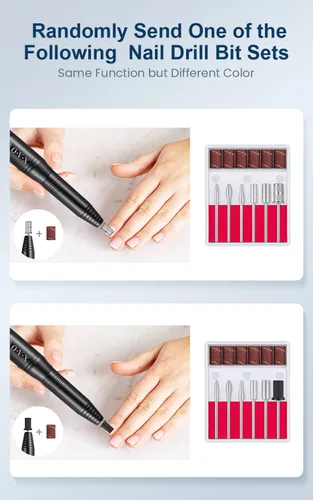Vista 7 de Kit profesional de taladro de uñas USB de 20000 RPM para uñas acrílicas, pulido de manicura y pedicura con 6 brocas de uñas, bandas de lijado y Negro