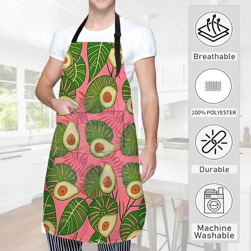 Vista 3 de Delantal de libro vintage, delantal de cocina ajustable de tela Oxford con 2 bolsillos, Aguacateapron35