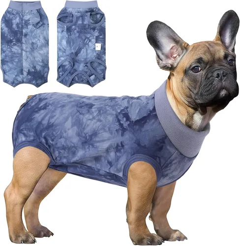 Vista 20 de SAWMONG Traje de recuperación para perros, hembras y machos, transpirable, traje corporal para perro después de una cirugía, esterilización Avión