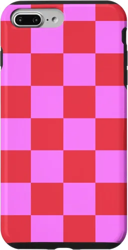 Vista 12 de Funda femenina con patrón de mujer rosa y rojo a cuadros para iPhone 17