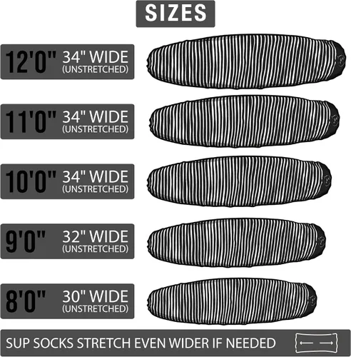 Vista 6 de Ho Stevie! Funda para calcetines SUP – Evita daños por el sol UV – Bolsa protectora elástica para tablas de remo de pie