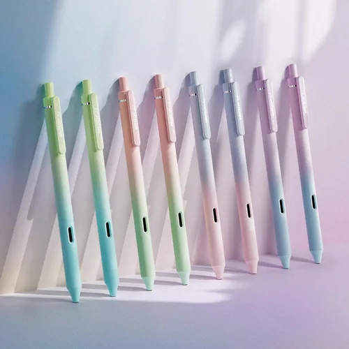 Vista 11 de WRITECH Bolígrafos de gel de punta fina: 0.5mm, 4 unidades, bolígrafo retráctil con clic, tinta negra, color estético degradado, cañón suave