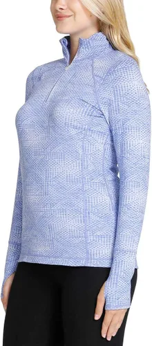 Vista 2 de KIRKLAND Signature - Sudadera con cremallera de para mujer, Jacquard Azul Azure