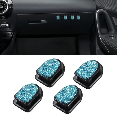 Vista 15 de WINKA Ganchos brillantes para automóvil, 4 piezas, accesorios de cristal, lindo gancho para salpicadero, llaves, lentes de sol, gancho