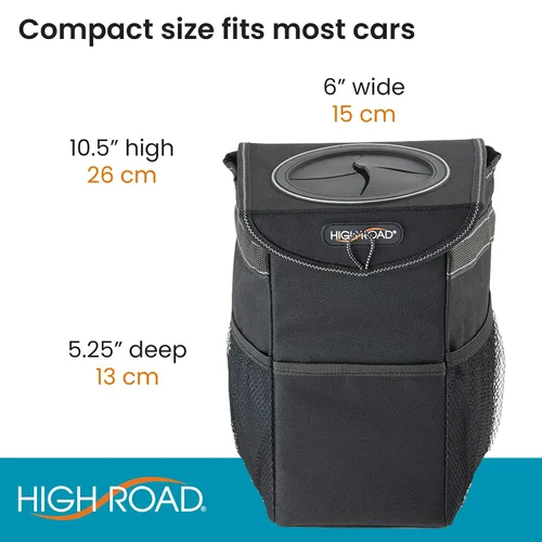 Vista 6 de High Road StashAway - Bote de basura resistente de servicio pesado para automóvil con tapa de goma, 3 bolsillos de almacenamiento y paneles