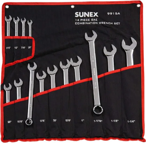 Vista 9 de Sunex Tools 9604 Juego de llaves de combinación SAE Super Jumbo, 4 piezas, plateado