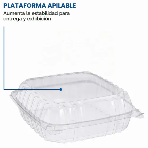 Vista 3 de Dart C95PST1 OPS Lg Contenedor transparente con bisagras, 8.9 X 9.4 pulgadas (caja de 200)