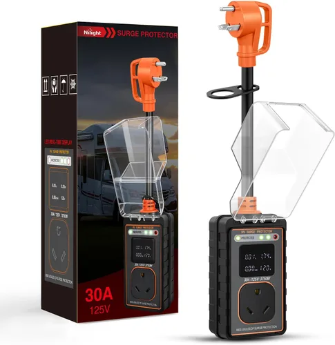 Vista 14 de Nilight Adaptador de corriente protector contra sobretensiones RV de 15 a 30 amperios, monitor de voltaje de 2100 julios, convertidor 5-15P a