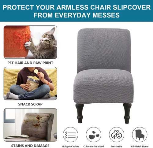 Vista 4 de JIAN YA NA Funda para silla decorativa sin brazos, funda elástica para silla sin brazos, fundas de elastano para sillas sin brazos, funda para silla