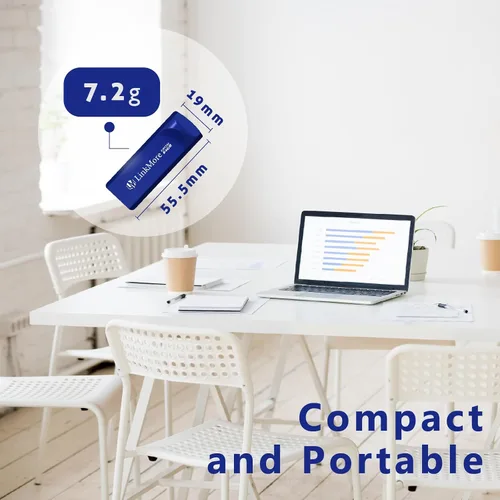 Vista 5 de LinkMore Unidad flash USB 3.2 de 64 GB EJECT32, velocidad de lectura de hasta 100 MB/s, diseño retráctil