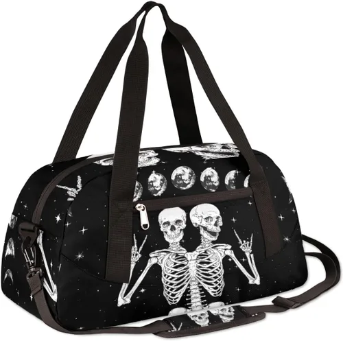 Vista 3 de AUUXVA Divertida bolsa de lona para niños y niñas, bolsa de baile, bolsa de gimnasio deportiva de luna espacial, bolsa de viaje para la noche, bolsa