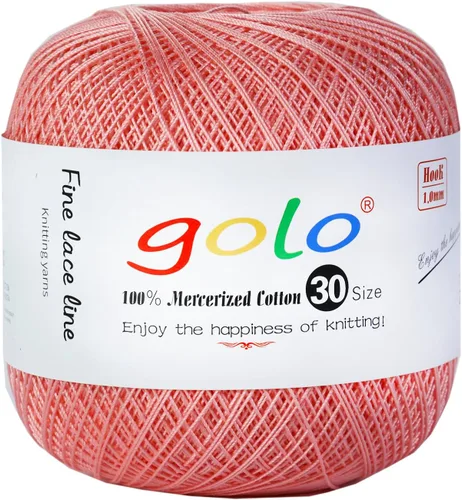 Vista 32 de Golo 3 bolas de hilo de ganchillo tamaño 30, hilo de bordar y lana para tejer a mano para calados 045 000-045 Rojo Caliente