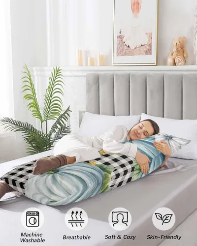 Vista 5 de Funda de almohada corporal de Acción de Gracias, fundas de almohada suaves decorativas para sofá largo y lumbar, funda de cojín con cierre de sobre