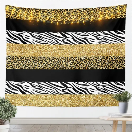 Vista 8 de Leopard Print Tapestry,Cheetah Zebra Skin Rustic Farmhouse Wall Tapestries,Girls Women Room Decor,Geometric Stripes Patchwork Chic Wall Leopard 10