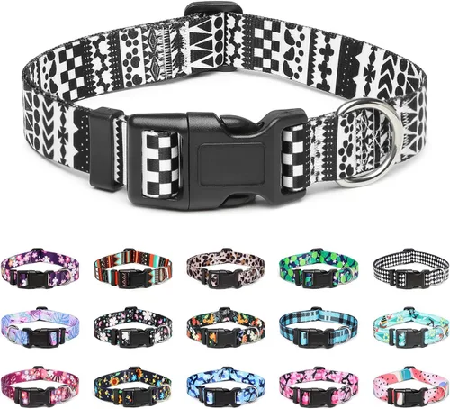 Vista 14 de Mercano - Collar ajustable para perro, patrones de diseño especial, collar de nailon suave cómodo y duradero para perros pequeños, medianos