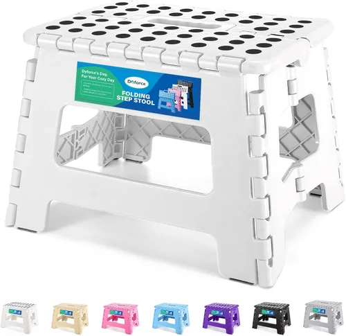 Vista 22 de Dyforce Taburete plegable de 9 pulgadas para niños y adultos, taburete de pie plegable y ligero para niños pequeños, cocina, baño, capacidad de 300