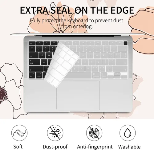 Vista 5 de Funda protectora de plástico rígida de plástico con funda para teclado compatible con MacBook Air de 13 pulgadas 2020, 2019, 2018, A2179, M1, A2337
