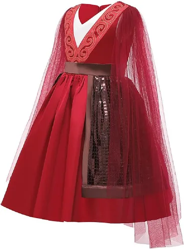 Vista 3 de Quenny Disfraz de Halloween para niños, vestidos mulan, vestidos de encaje para niñas
