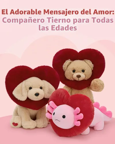 Vista 6 de MaoGoLan Peluche de ajolote de San Valentín con capucha en forma de corazón, almohada de peluche de salamandra blanda y suave, regalo de peluche