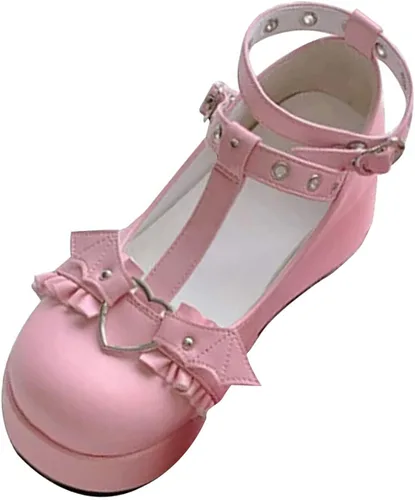 Vista 3 de Lindos zapatos Sweet Mary Jane de tacón bajo grueso Lolita Cuñas T-Straps Oxfords gótico Punk Plataforma Zapatos de vestir con punta redonda