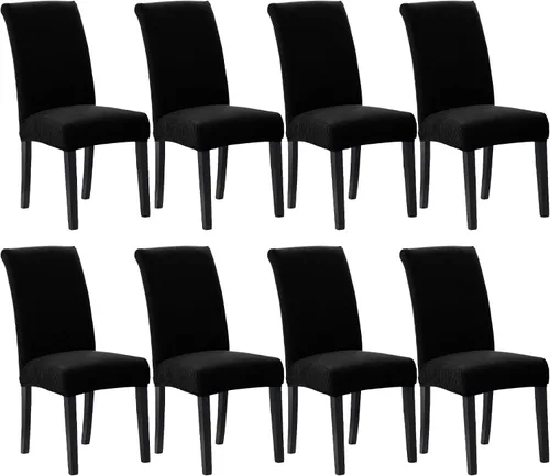 Vista 11 de Juego de 2 fundas para sillas de comedor, fundas elásticas para sillas de comedor, fundas para sillas de cocina de jacquard texturizadas, decoración