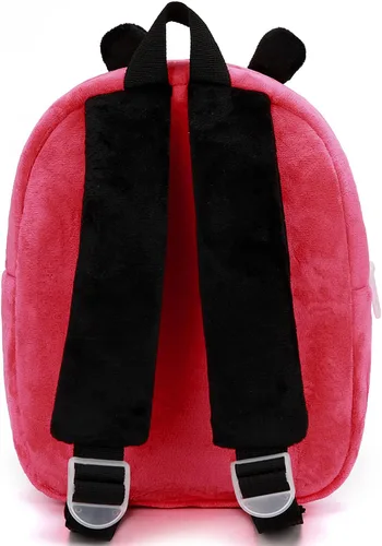 Vista 4 de Ladyzone Mochila para niños pequeños, mochila de animales del zoológico, bonita bolsa de felpa de dibujos animados de 10 pulgadas, bolsa de libro