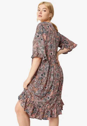Vista 3 de ellos Vestido imperio con volantes en talla grande para mujer
