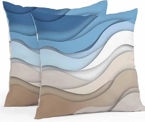 Vista 12 de Juego de 2 fundas de almohada para exteriores del Día de la Independencia, diseño de camión azul granja, bandera estadounidense, estrella