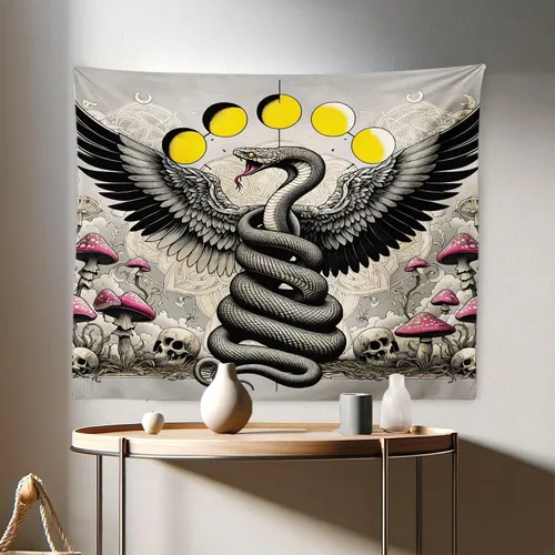 Vista 125 de Ambesonne Tapiz hippie, abrazo de hongos de ensueño y árbol de la vida místico y mandal verde, decoración de tela para colgar en la pared