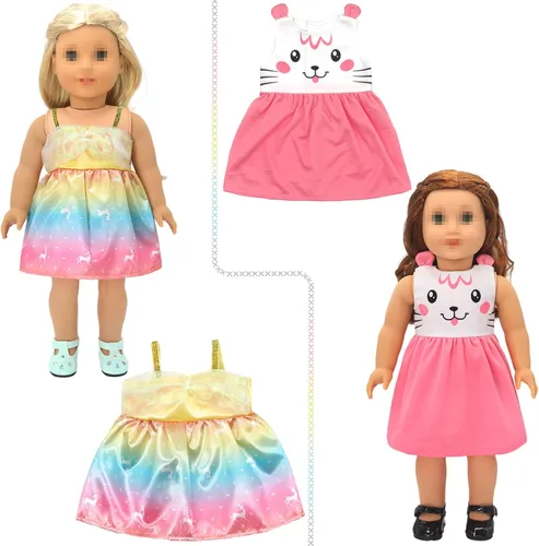 Vista 5 de SOTOGO 8 juegos de ropa de muñeca de 18 pulgadas para muñecas estadounidenses de 18 pulgadas, incluye ropa de moda para muñecas y accesorios