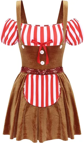 Vista 5 de Vestido de manga corta de terciopelo a rayas para mujer