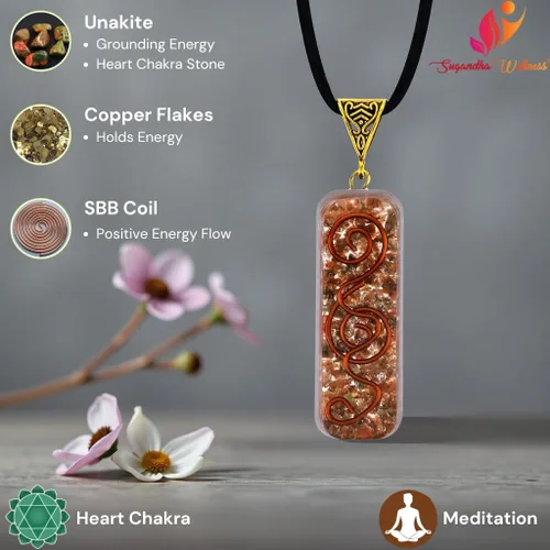 Vista 3 de Juego de collar de orgonita y pulsera de unakita. Colgante de cristal curativo natural para protección Joyas de piedra para hombres y mujeres