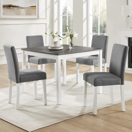 Vista 9 de Harper & Bright Designs Juego moderno de mesa de comedor de 5 piezas de madera para 4 - Mesa de cocina cuadrada pequeña de 34.5" y sillas