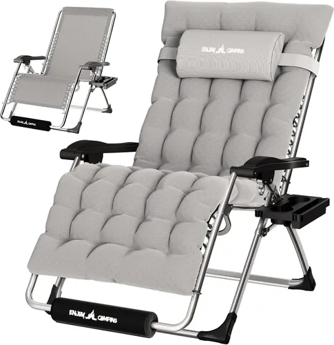 Vista 20 de UDPATIO Silla reclinable de gran tamaño para patio con cojín extraíble Negro Z-xl