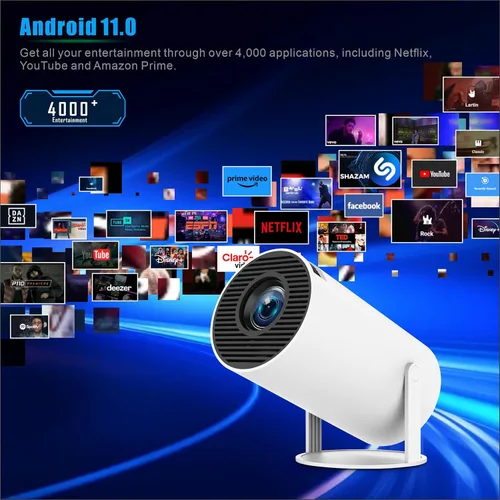 Vista 6 de HY300 PRO - Mini proyector 4K con WiFi y Bluetooth, proyector portátil 4K 1080P, proyector inteligente con Android 11.0 WiFi6 BT5.0 Corrección