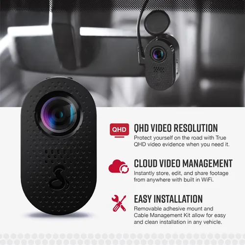 Vista 3 de Cobra Discreet Dash Cam (SC120) - Resolución de video QHD 1440P, WiFi integrado, visión nocturna, grabación continua, diseño compacto, tarjeta SD