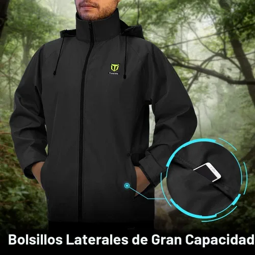 Vista 4 de Traje de lluvia TIDEWE, impermeable, transpirable, ligero, 2 piezas