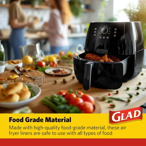 Vista 5 de Forros para freidora de aire Glad, antiadherentes y resistentes al calor, material de grado alimenticio, adecuados para freidoras de aire redondas