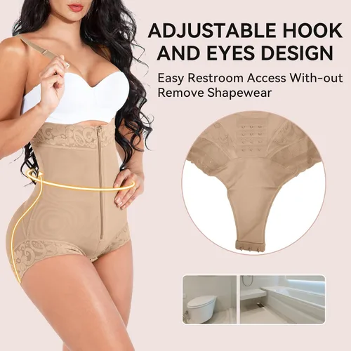 Vista 3 de Fajas moldeadoras para mujer con control de abdomen, moldeador de cuerpo, levantador de glúteos, ropa de compresión con busto abierto