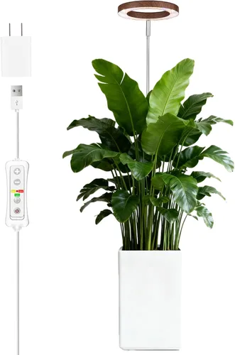 Vista 24 de yadoker 72 LEDs Luz de cultivo de plantas para plantas de interior, Luz de escritorio de aluminio con grano de madera de nogal LED, Altura