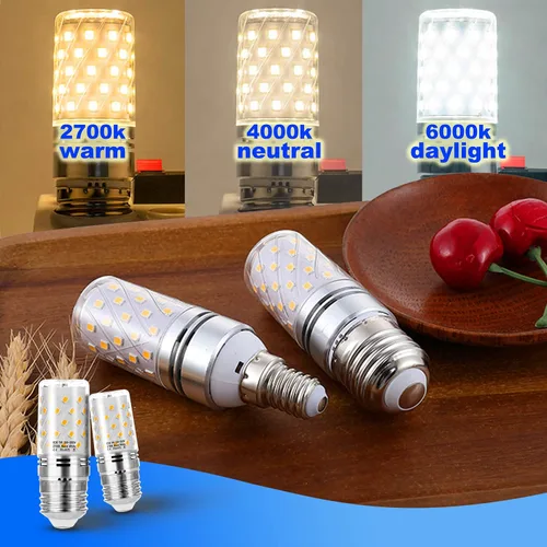 Vista 4 de Heifymi E26 Bombillas LED de Candelabro Equivalentes a 60W, Bombillas LED de Vela E26 de 7W de 750lm, Bombillas Colgantes de Candelabro E26 de 2700K