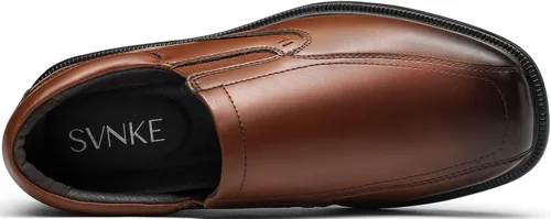 Vista 5 de Mocasines casuales sin cordones para hombre, zapatos elásticos con punta cuadrada, zapatos de vestir de boda, zapatos de lujo para oficina