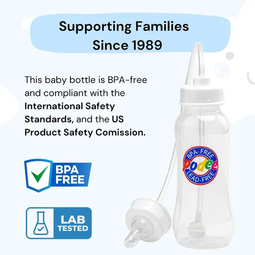 Vista 4 de Podee - Botella manos libres para bebé, sistema de alimentación anti-cólicos, Multicolor