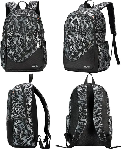 Vista 2 de Bunie Mochila para niños para la escuela, juego de libros grande para media escuela primaria informal, Negro, Large19.7*13*7.48inch, Mochilas Daypack
