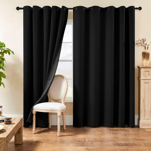 Vista 104 de Rutterllow - Cortinas 100% opacas, paneles de cortina con ojales, aislamiento térmico y bloqueo de luz para habitación y sala de estar