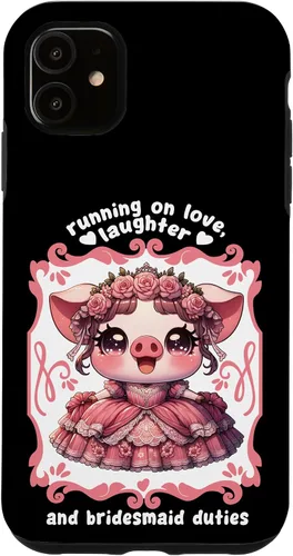 Vista 5 de iPhone 15 Lindo cerdo dama de honor roba corazones en el caso de despedida de soltera