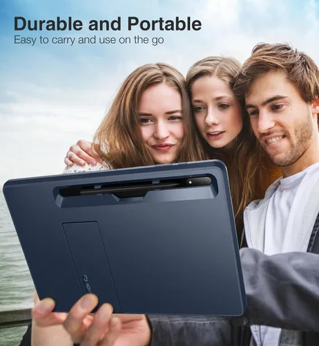 Vista 5 de SURITCH Funda resistente para Samsung Galaxy Tab S8 Ultra de 14.6 pulgadas 2022, protector de pantalla integrado y soporte para S-Pen resistente, a