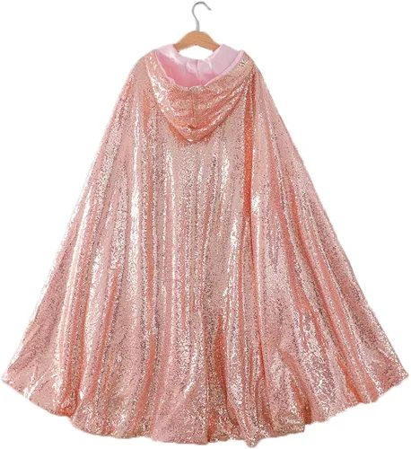 Vista 2 de Capa de capa con capucha de princesa para niñas pequeñas, Navidad, Halloween, accesorios de fiesta de cosplay