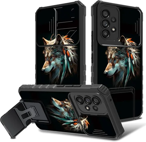 Vista 30 de Funda para Samsung Galaxy A53 5G con cubierta de cámara y soporte de soporte, resistente a prueba de golpes, TPU funda protectora para Samsung